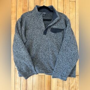 Eddie Bauer Snap Heather Gray Knit Pullover Men’s Large